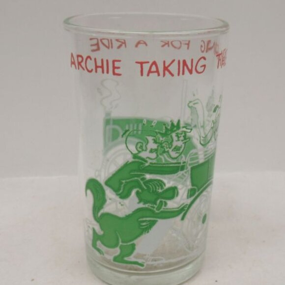 1971 ARCHIE Comic Taking the Gang For A Ride 4 1/4 In High Glass Juice Tumbler - Picture 1 of 5